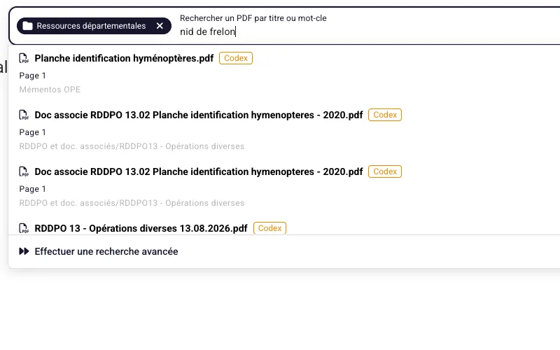 DoctrinOps : recherche « nid de frelon » et planche d'identification des hyménoptères