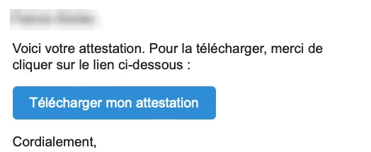 GeneratOps : mail envoyé au demandeur avec le lien de téléchargement de l'attestation